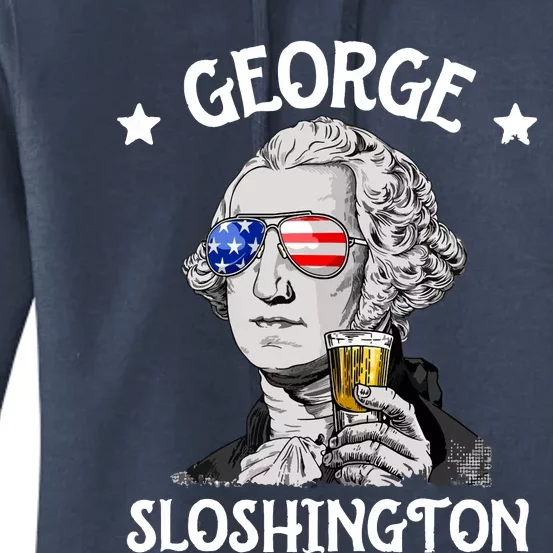 George Sloshington Washington 4th Of July USA Flag Women's Pullover Hoodie