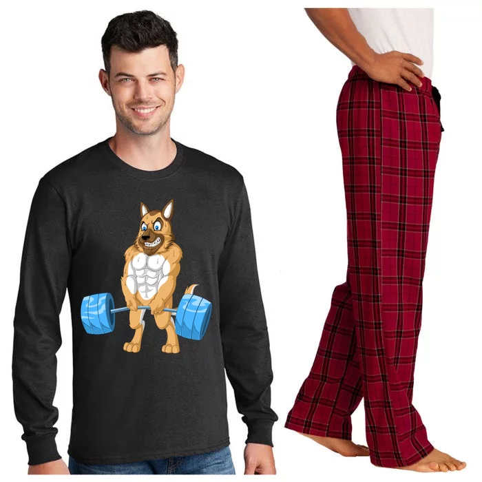 German Shepherd Weightlifting Long Sleeve Pajama Set