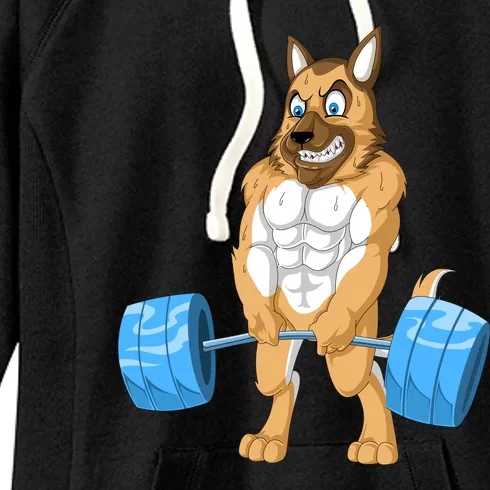 German Shepherd Weightlifting Women's Fleece Hoodie