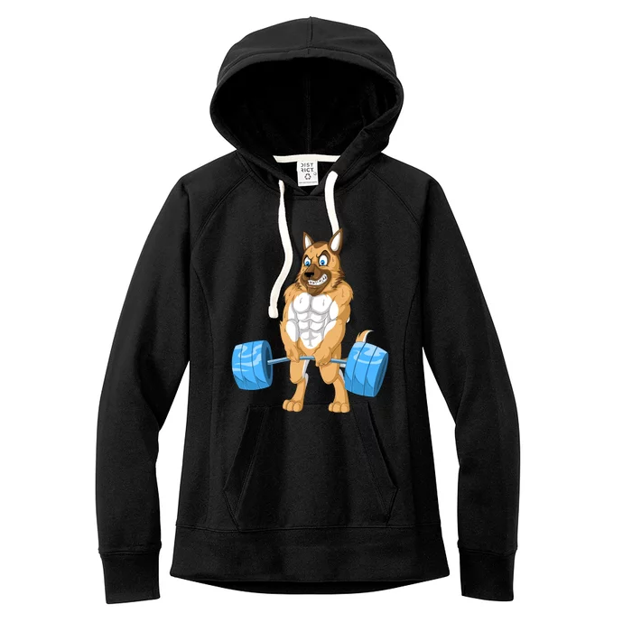 German Shepherd Weightlifting Women's Fleece Hoodie