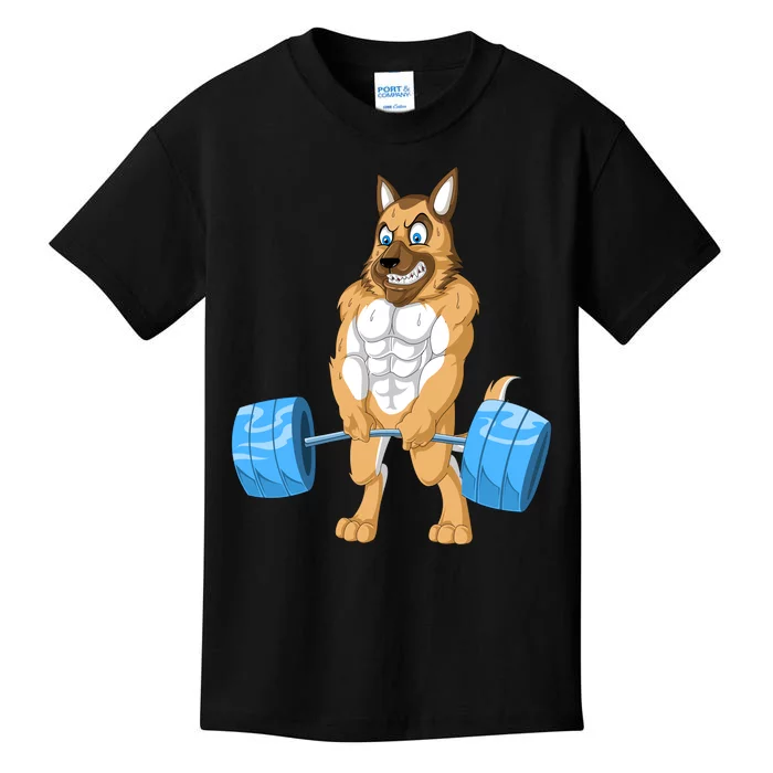 German Shepherd Weightlifting Kids T-Shirt