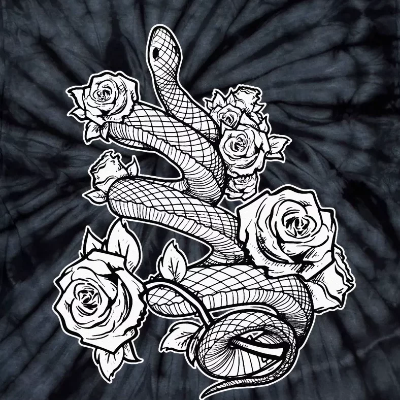 Gothic Snake With Roses Punk Gothic Tie-Dye T-Shirt