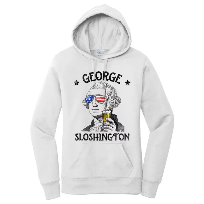 George Sloshington Washington 4th Of July  USA Flag Women's Pullover Hoodie