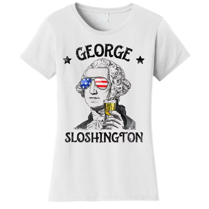 George Sloshington Washington 4th Of July  USA Flag Women's T-Shirt