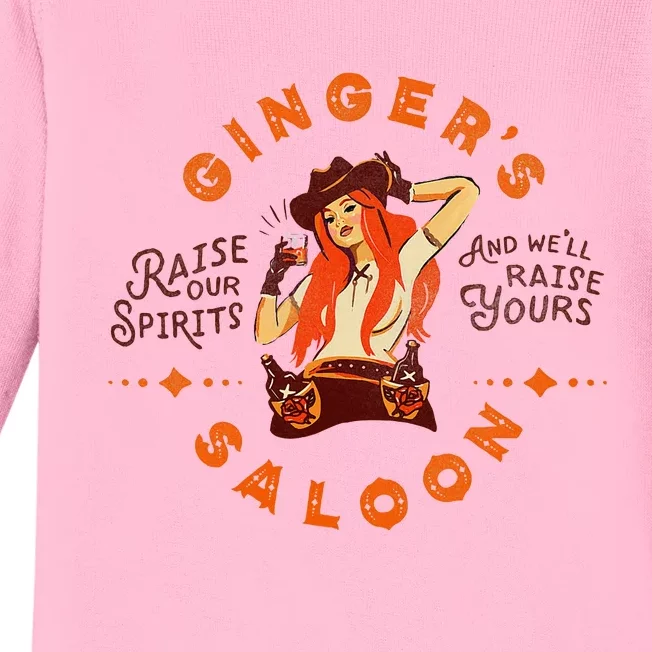 Gingers Saloon Whiskey Redhead Dive Bar Artist Baby Long Sleeve Bodysuit