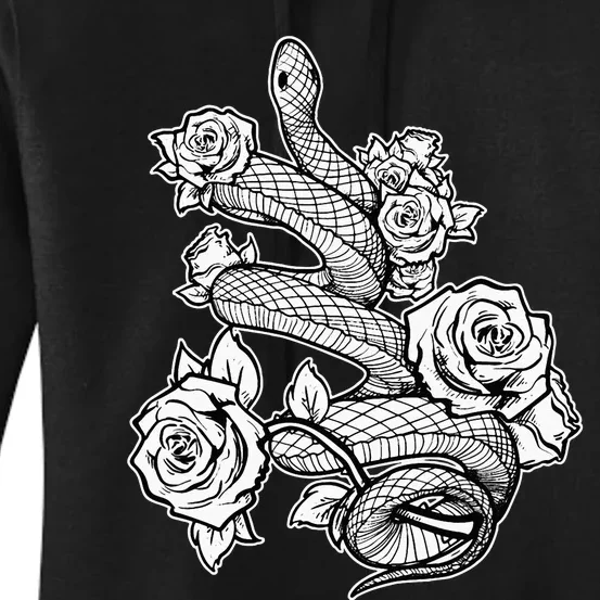 Gothic Snake With Roses Punk Gothic Women's Pullover Hoodie