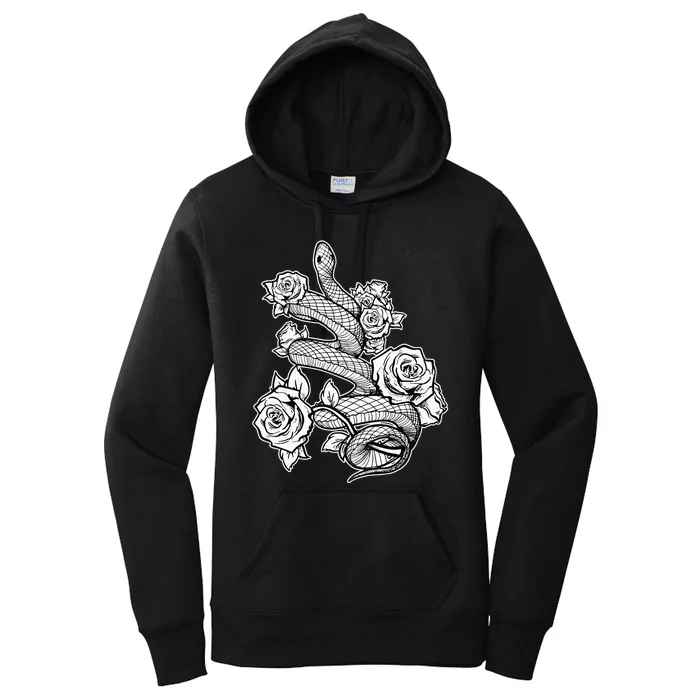 Gothic Snake With Roses Punk Gothic Women's Pullover Hoodie