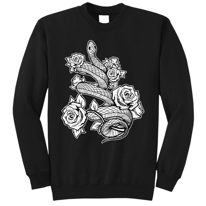 Gothic Snake With Roses Punk Gothic Tall Sweatshirt