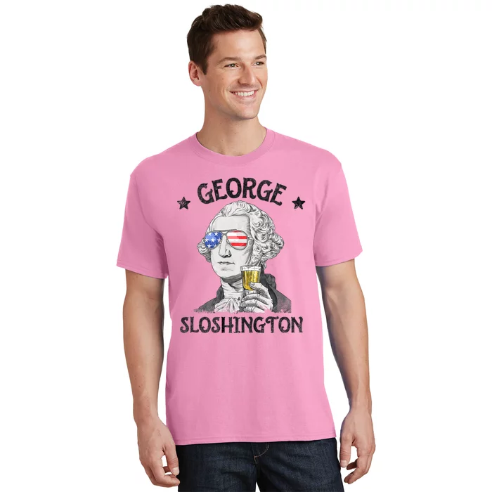 George Sloshington Washington 4th Of July Usa Flag T-Shirt