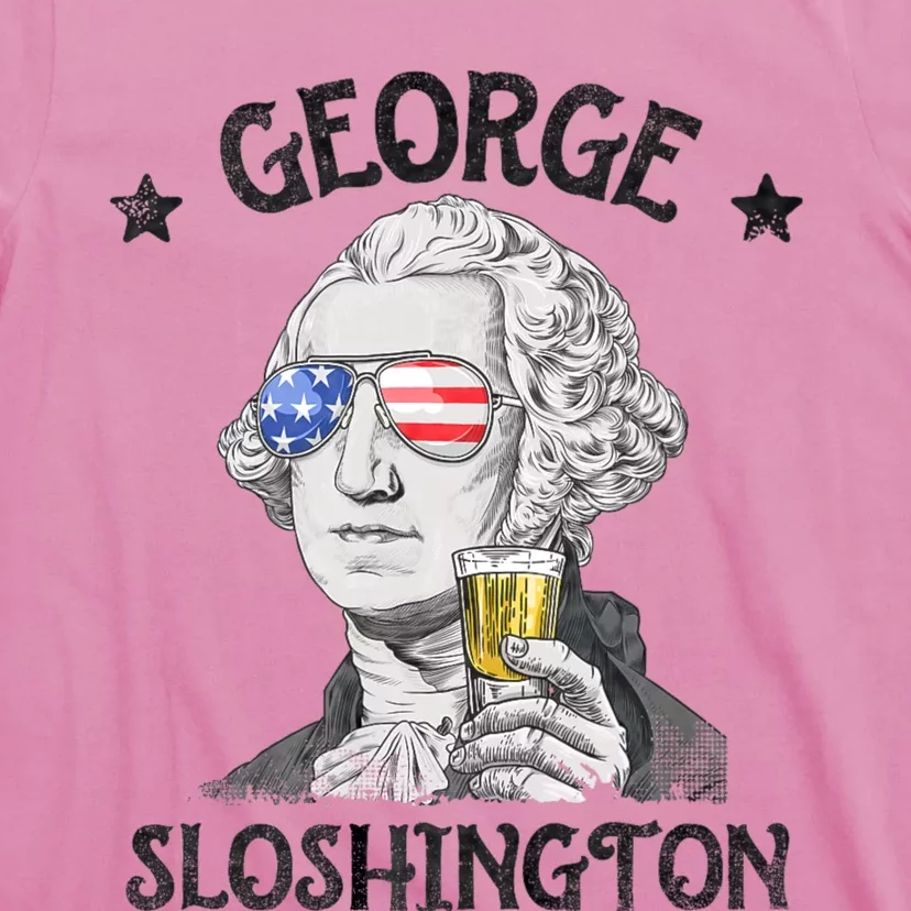 George Sloshington Washington 4th Of July Usa Flag T-Shirt