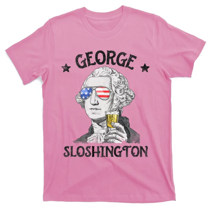 George Sloshington Washington 4th Of July Usa Flag T-Shirt