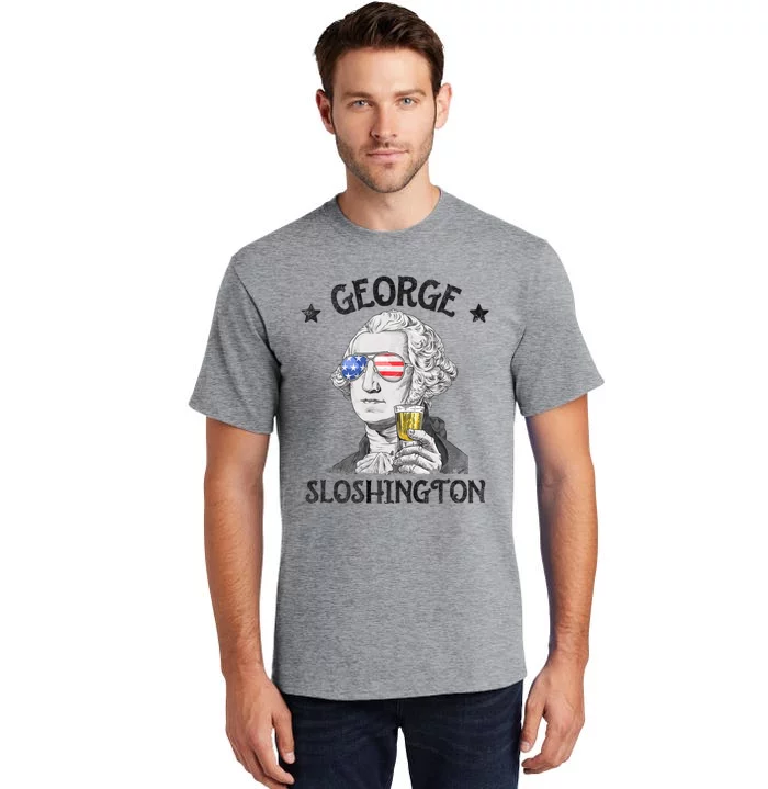 George Sloshington Washington 4th Of July Usa Flag Tall T-Shirt