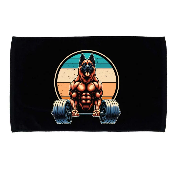 Ger Shepherd Weightlifting Funny Deadlift Fitness Gym Great Gift Microfiber Hand Towel