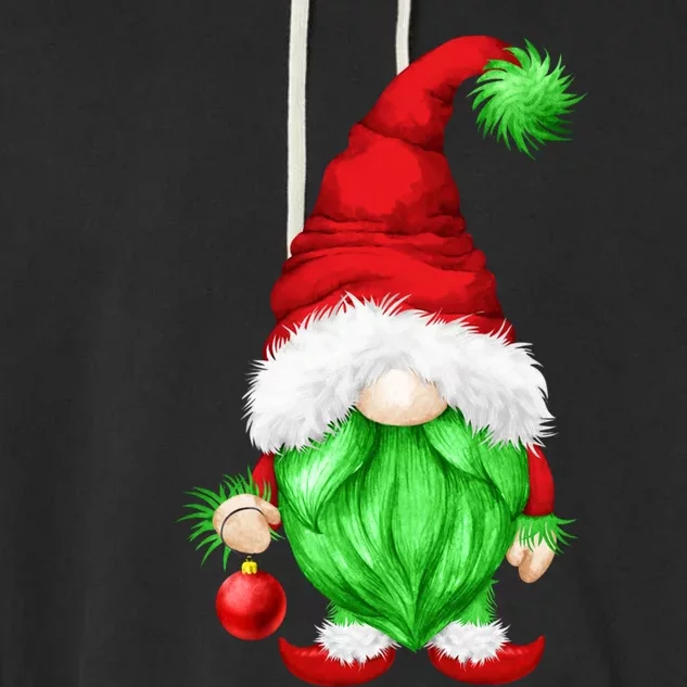 Grumpy Santa With Xmas Tree Ball Funny Anti Christmas Gnome Gift Garment-Dyed Fleece Hoodie