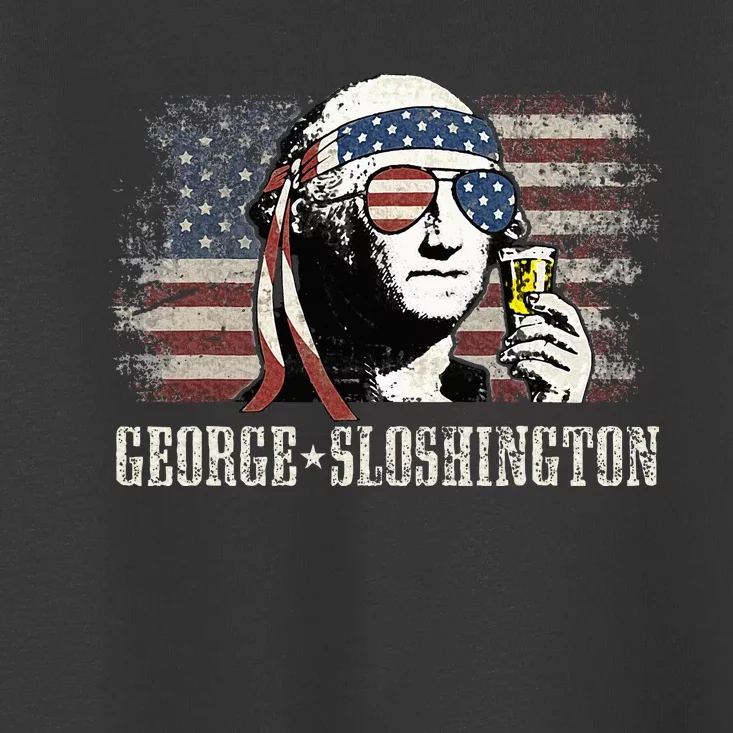 George Sloshington Washington Funny 4th Of July Usa Flag Toddler T-Shirt