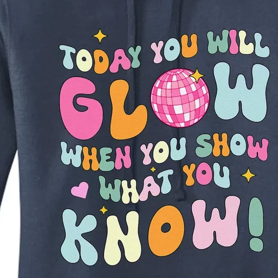 Groovy Show What You Know Test Testing Day Teacher Student Women's Pullover Hoodie