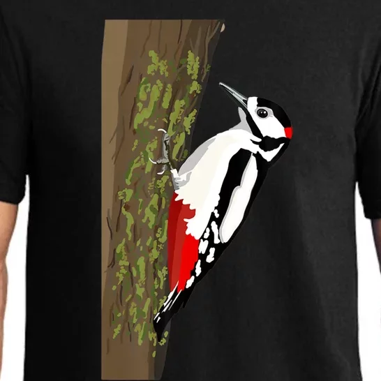 Great Spotted Woodpecker On Moss Covered Ree Birds Pajama Set