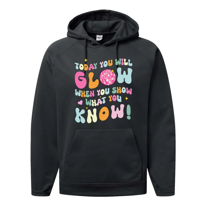 Groovy Show What You Know Test Testing Day Teacher Student Gift Performance Fleece Hoodie