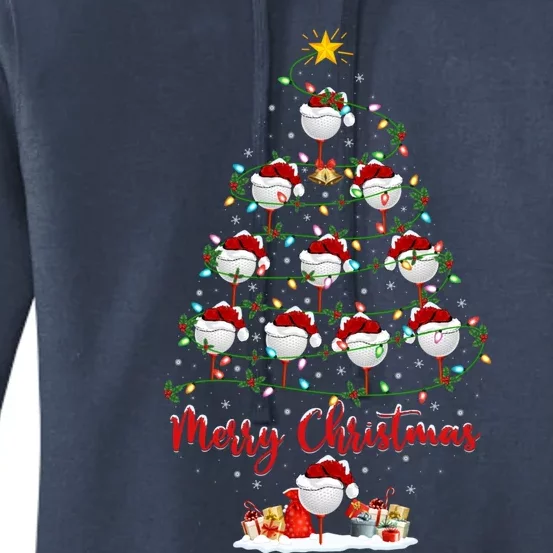 Golf Sports Xmas Lighting Santa Golf Christmas Tree Gift Women's Pullover Hoodie