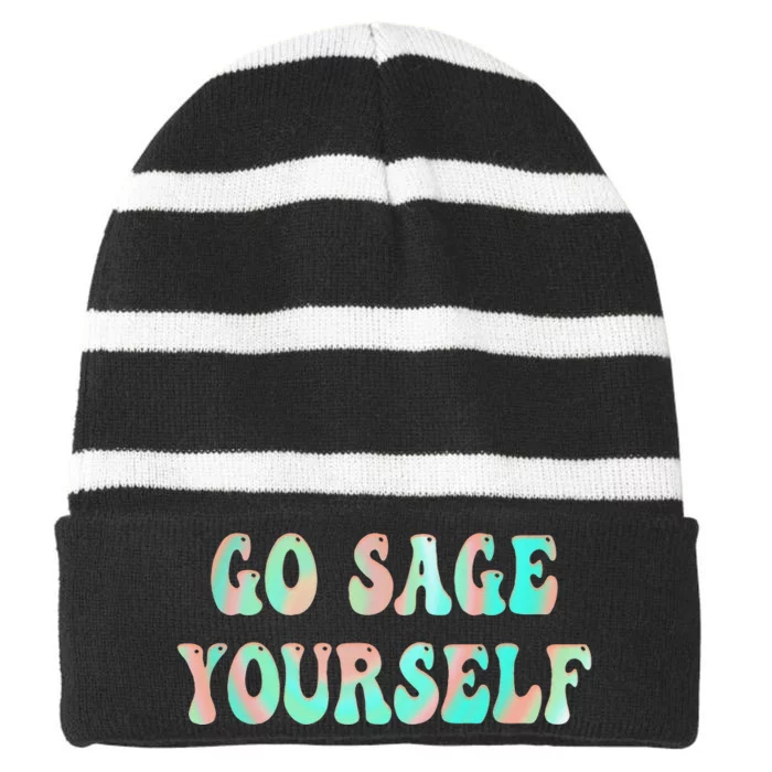 Go Sage Yourself New Age Meditation Yogi Yoga Spiritual Striped Beanie with Solid Band