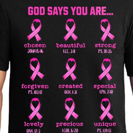 God Says You Are Png Christian Breast Cancer Awareness Pajama Set