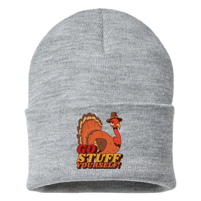 Go Stuff Yourself Funny Thanksgiving Sustainable Knit Beanie