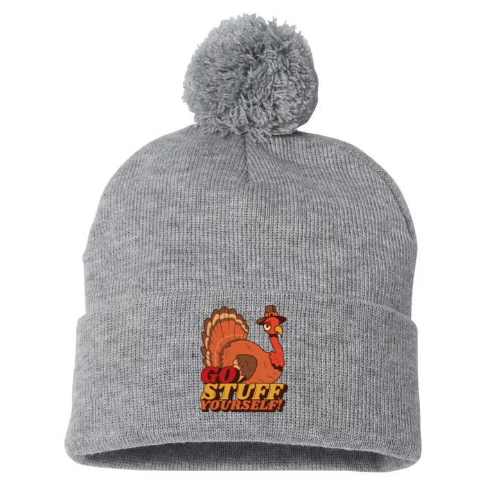 Go Stuff Yourself Funny Thanksgiving Pom Pom 12in Knit Beanie