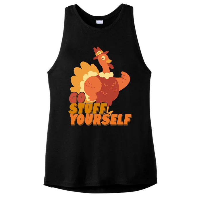 Go Stuff Yourself Funny Thanksgiving Turkey Holiday Ladies Tri-Blend Wicking Tank