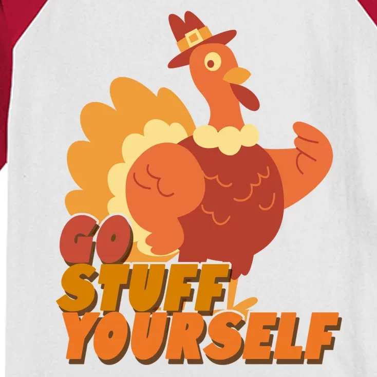 Go Stuff Yourself Funny Thanksgiving Turkey Holiday Kids Colorblock Raglan Jersey