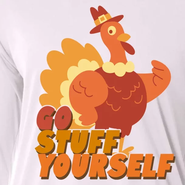 Go Stuff Yourself Funny Thanksgiving Turkey Holiday Cooling Performance Long Sleeve Crew