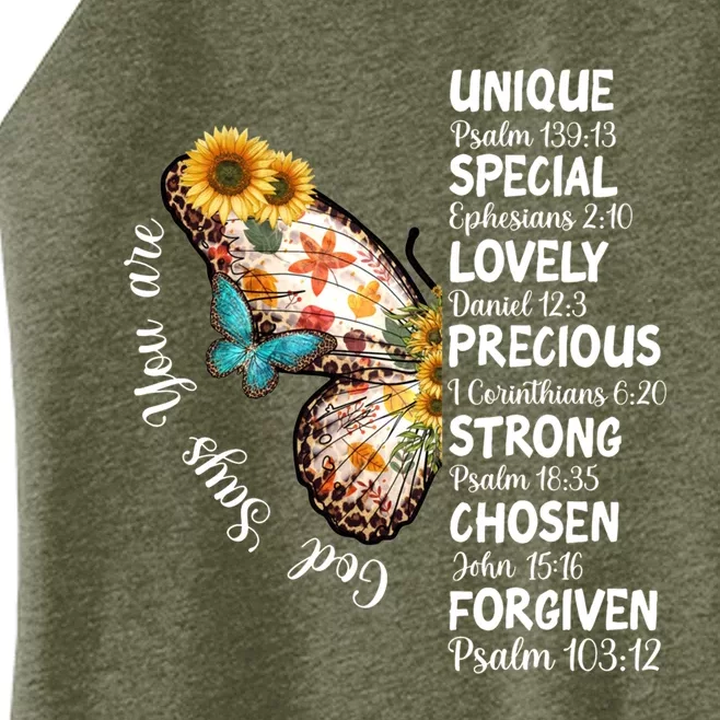 God Say You Are Unique Special Lovely Butterfly Christian Funny Gift Women’s Perfect Tri Rocker Tank