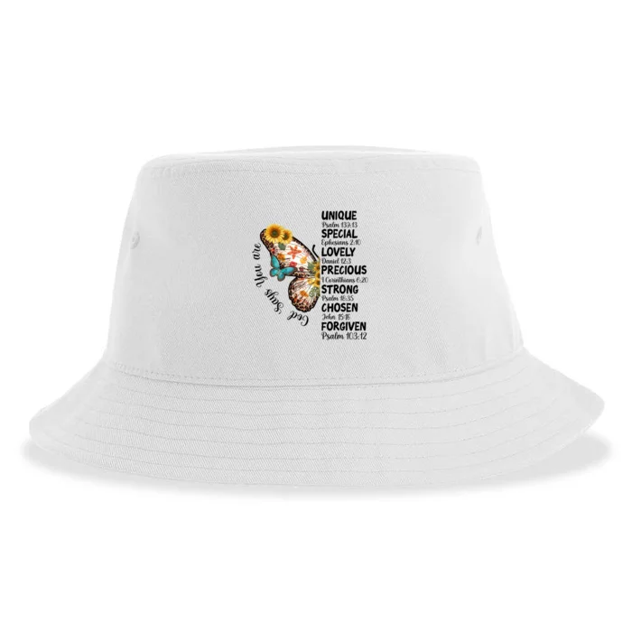 God Say You Are Unique Special Lovely Butterfly Sunflower Gift Sustainable Bucket Hat