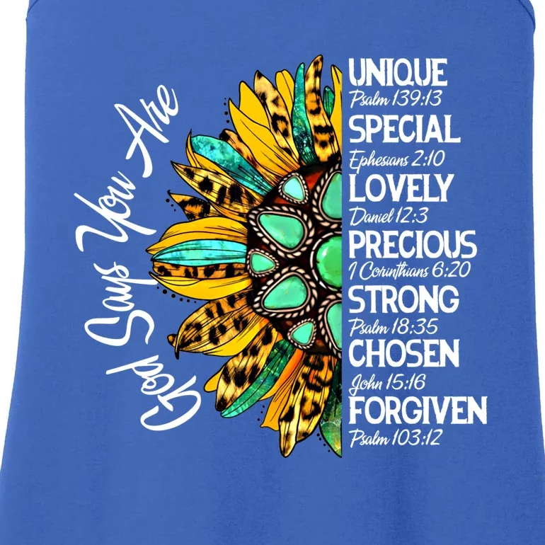 God Says You Are Sunflower Christian Bible Verses Gift Ladies Essential Tank