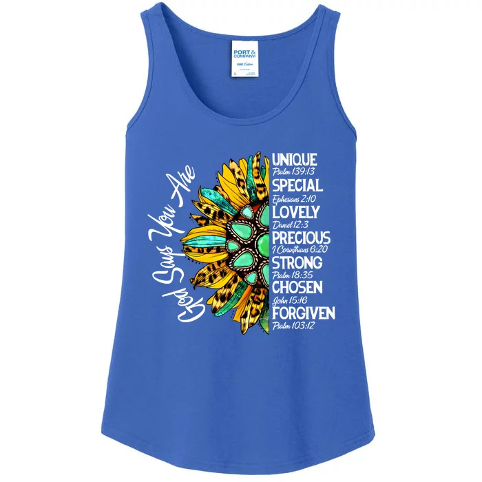 God Says You Are Sunflower Christian Bible Verses Gift Ladies Essential Tank