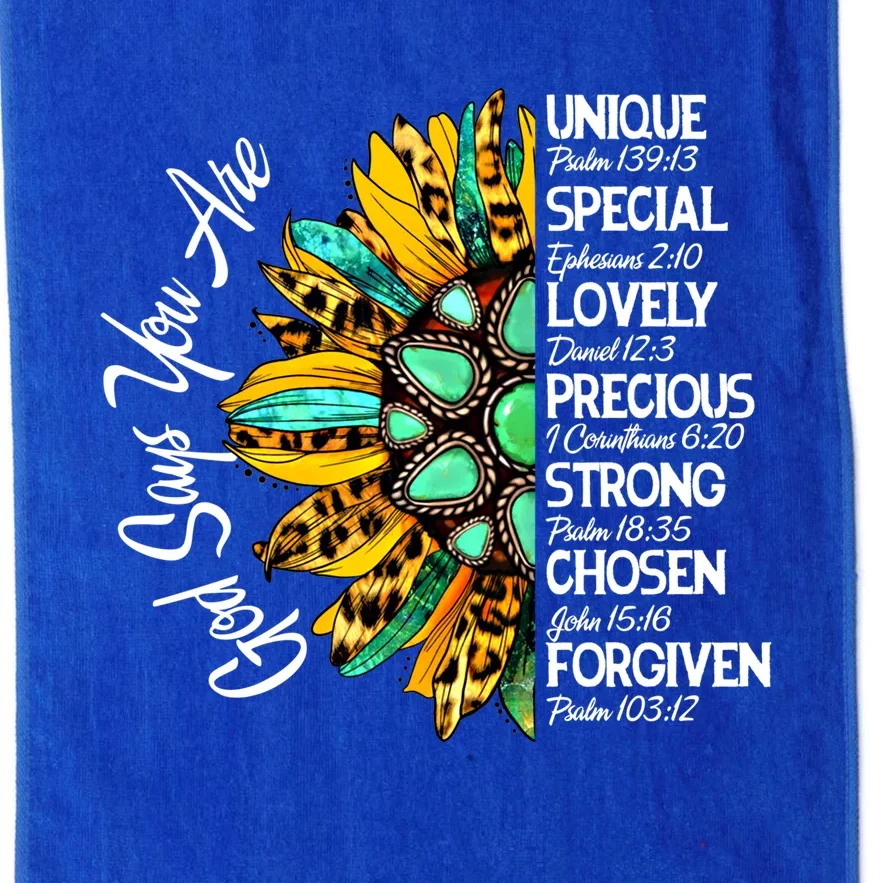 God Says You Are Sunflower Christian Bible Verses Gift Platinum Collection Golf Towel