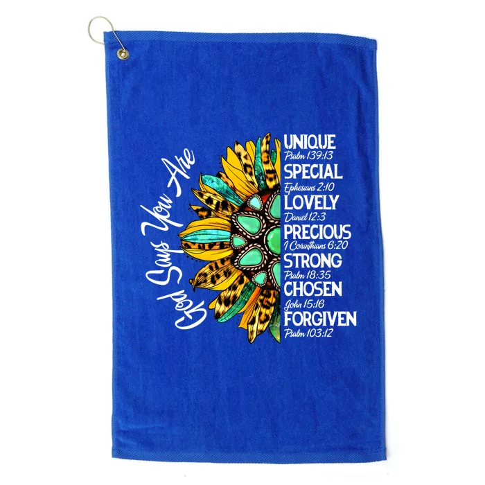 God Says You Are Sunflower Christian Bible Verses Gift Platinum Collection Golf Towel