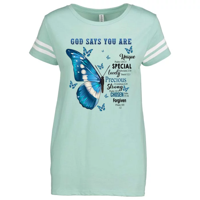 God Says You Are Unique Psalm 129 13 Special Ephesiams 2 10 Great Gift Enza Ladies Jersey Football T-Shirt