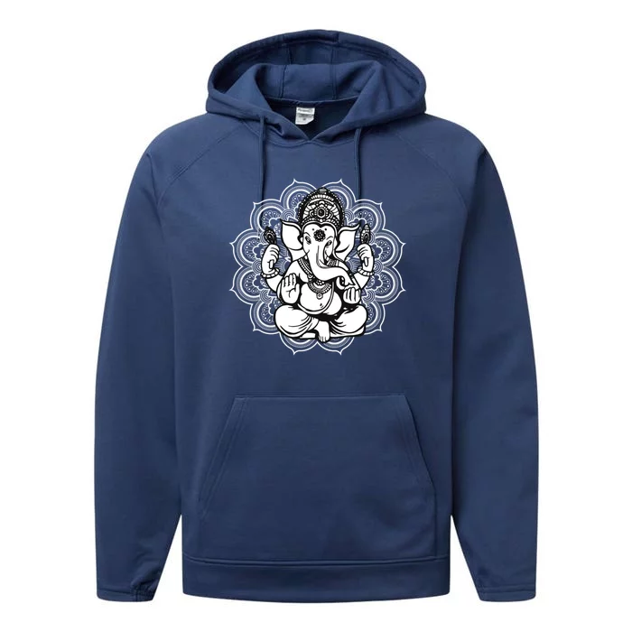 Ganesh Symbol Yoga Hindu Meditation Lover Gift Performance Fleece Hoodie