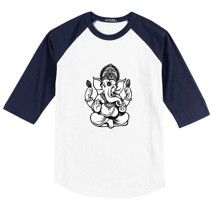 Ganesh Symbol Yoga Hindu Meditation Lover Gift Baseball Sleeve Shirt