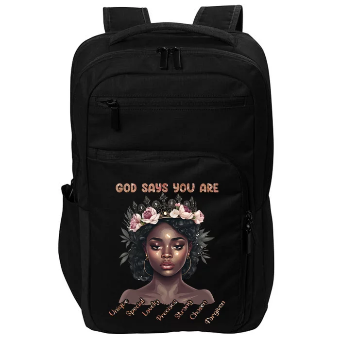 God Says You Are Unique Special Lovely Precious Black Gift Impact Tech Backpack