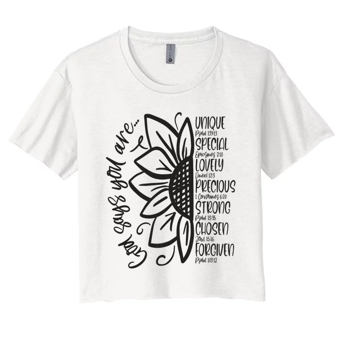 God Says You Are Sunflower Leopard Christian Believers God Women's Crop Top Tee