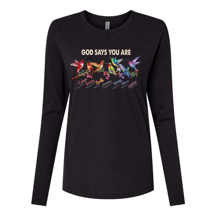 God Says You Are Unique Special Lovely Precious Strong Gift Womens Cotton Relaxed Long Sleeve T-Shirt