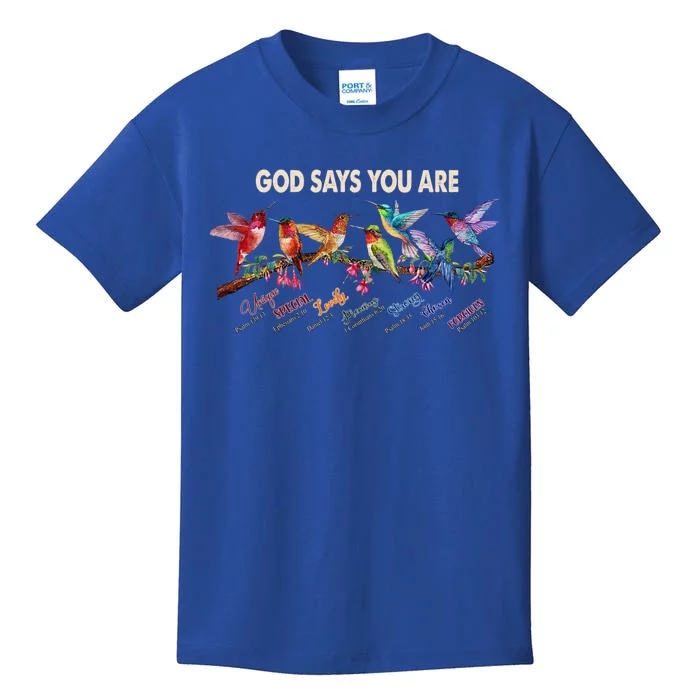 God Says You Are Unique Special Lovely Precious Strong Gift Kids T-Shirt