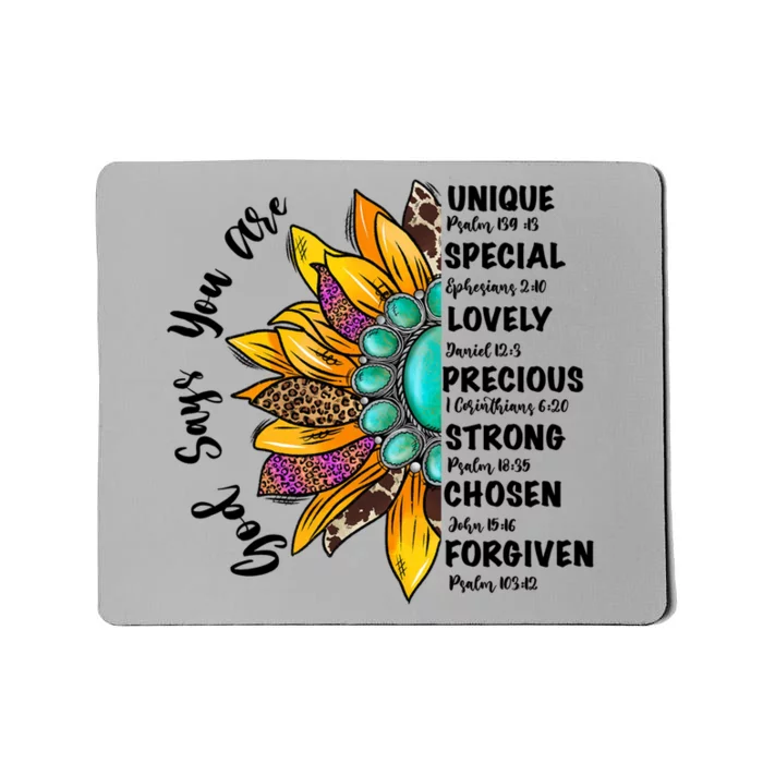 God Says You Are Unique Special Lovely Turquoise Sunflower Great Gift Mousepad