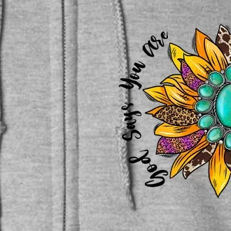 God Says You Are Unique Special Lovely Turquoise Sunflower Great Gift Full Zip Hoodie