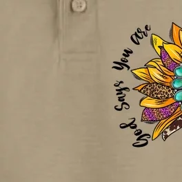 God Says You Are Unique Special Lovely Turquoise Sunflower Great Gift Dry Zone Grid Performance Polo