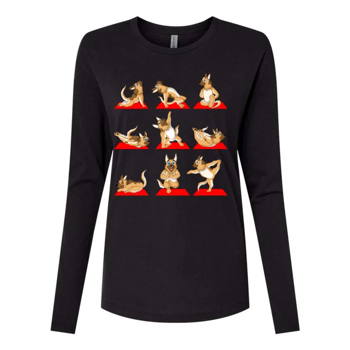 German Shepherd Yoga Womens Cotton Relaxed Long Sleeve T-Shirt