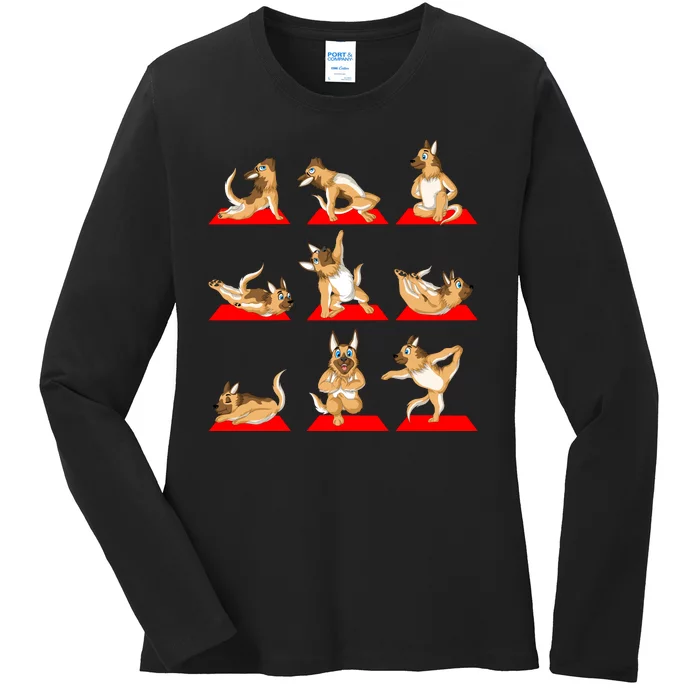 German Shepherd Yoga Ladies Long Sleeve Shirt