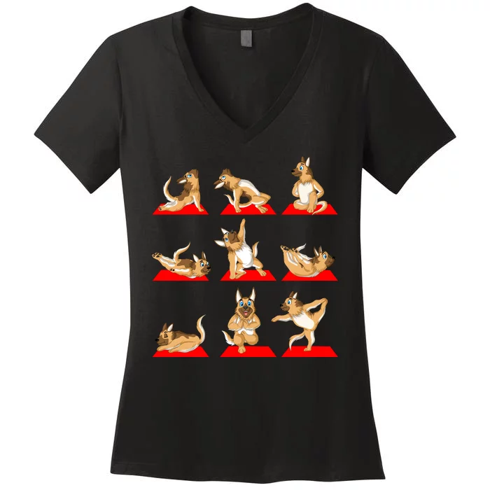 German Shepherd Yoga Women's V-Neck T-Shirt