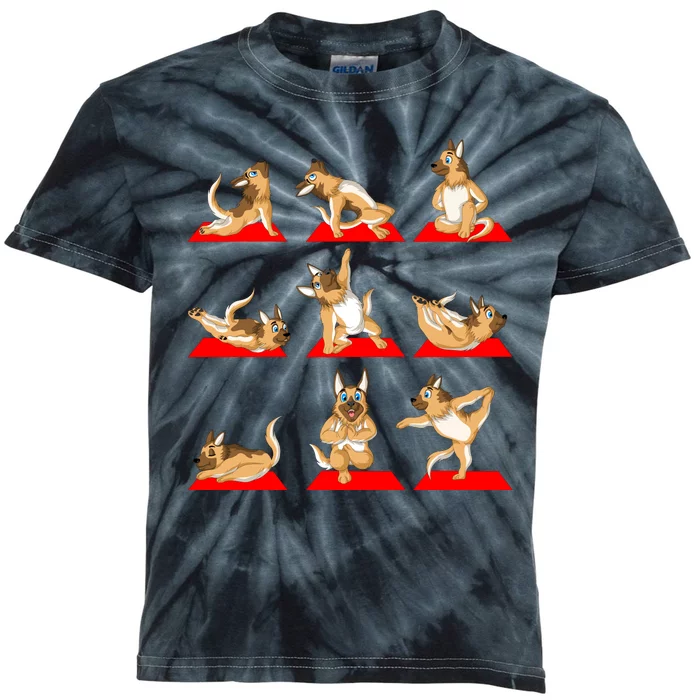 German Shepherd Yoga Kids Tie-Dye T-Shirt